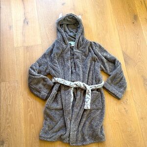 Cat & Jack Fuzzy Gray Kids Robe with Hood and horns Sz 12/14